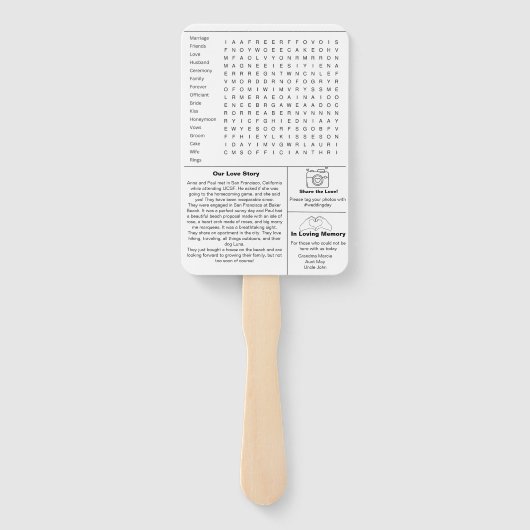 Programm für die Hochzeitung Fächer (Rückseite)