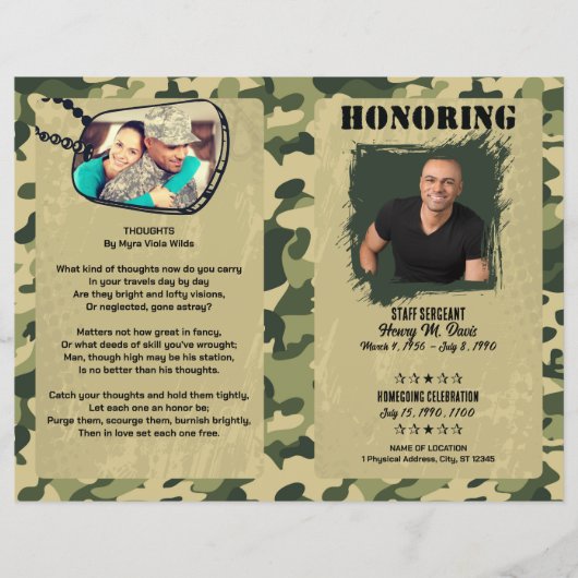 Programm für die militärische Gedenkstätte zur Erm (Vorderseite)