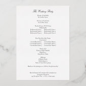 Programm für die weiße Elegante Hochzeit (Rückseite)