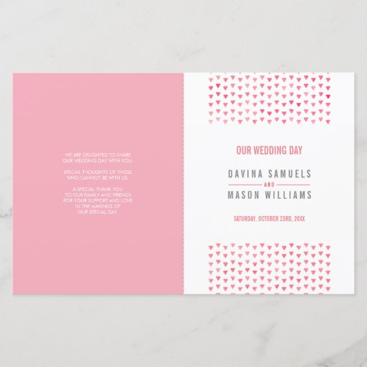 PROGRAMM FÜR DIE ZEREMONIE-ZEREMONIE: rosa Koralle (Vorderseite)