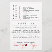 Programm für einfache Herz-Hochzeit (Rückseite)