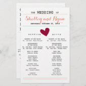 Programm für einfache Herz-Hochzeit (Vorne/Hinten)