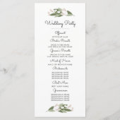 Programm für Elfenbein und Schwarze Hochzeitssrigs (Rückseite)