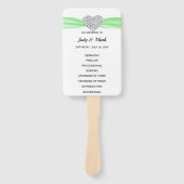 Programm für grüne Diamant-Herz-Hochzeit Fächer (Vorderseite)