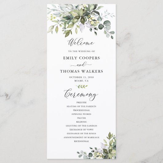 Programm für Grüne Hochzeit (Vorderseite)