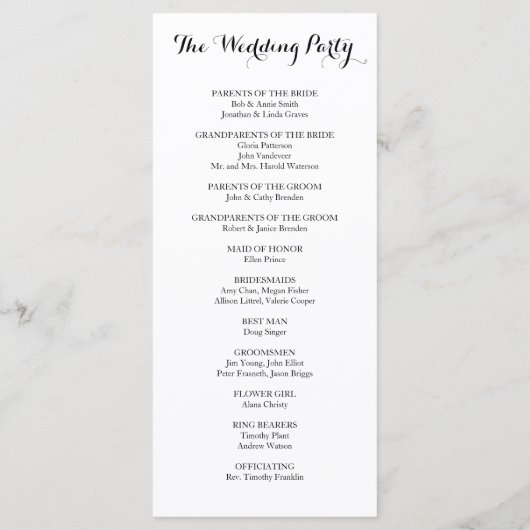 Programm für handgeschriebene kalligraphische Hoch (Rückseite)