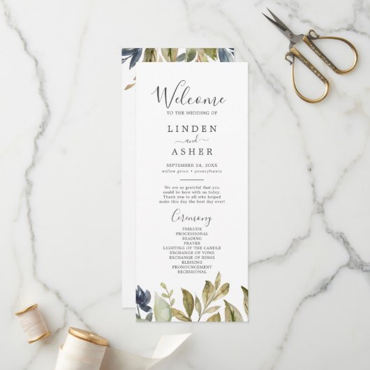 Programm für Herbst-Grünen-Hochzeiten (Vorderseite/Rückseite Beispiel)