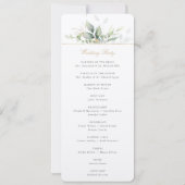 Programm für Hochzeiten im Grünen und Gold (Rückseite)