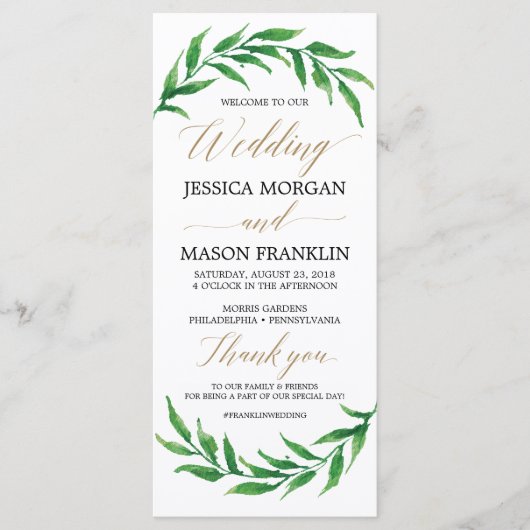 Programm für Hochzeiten im Grünen - Zeremonie (Vorderseite)