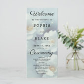 Programm für Hochzeiten mit weißer Blüte und hellb (Stehend Vorderseite)