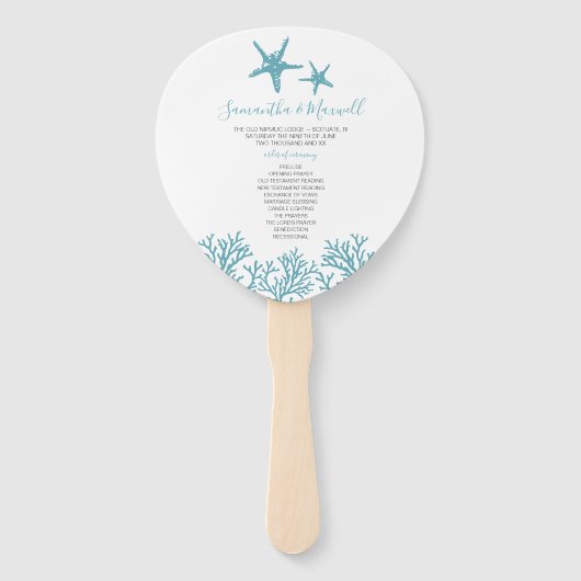 Programm für Hochzeiten von Tropenkorallen Fächer (Vorderseite)