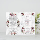 Programm für Hochzeitsbroschüren in Burgund 2 Seit (Stehend Vorderseite)