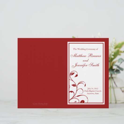 Programm für Hochzeitsstimmung und Zeremonie (Stehend Vorderseite)