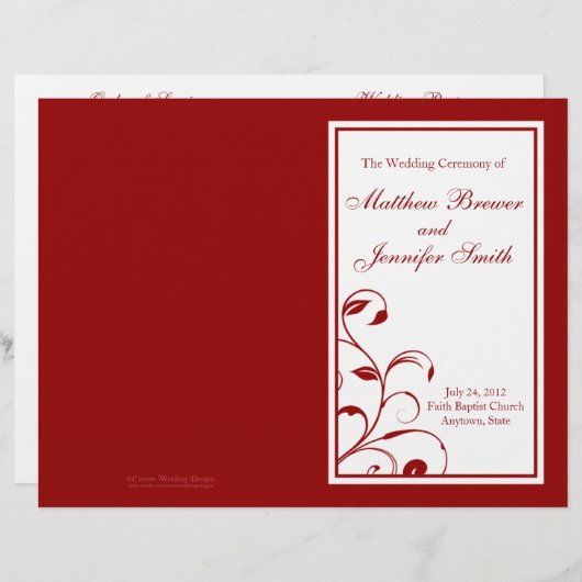 Programm für Hochzeitsstimmung und Zeremonie (Vorne/Hinten)