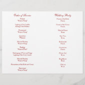 Programm für Hochzeitsstimmung und Zeremonie (Rückseite)