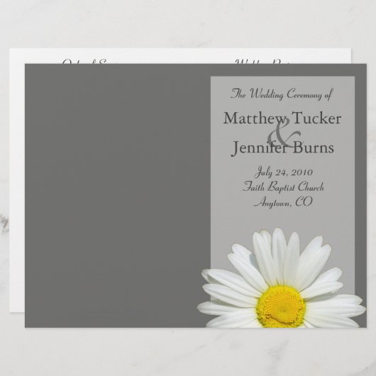 Programm für Hochzeitsstimmung und Zeremonie (Vorne/Hinten)