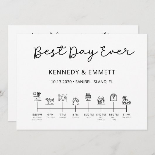 Programm für Hochzeitstage am Strand (Vorne/Hinten)