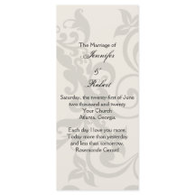 Programm für Holzkohle und Ivory-Filigree-Hochzeit