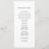 Programm für Kalligrafie-Hochzeitfeier | Schwarz (Rückseite)