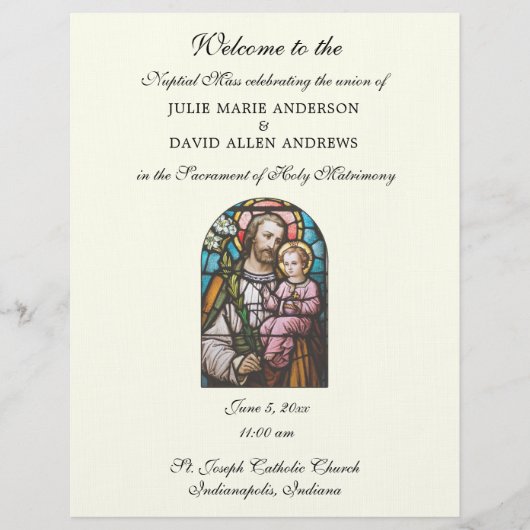 Programm für katholische Hochzeiten (Vorderseite)