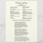 Programm für katholische Hochzeiten (Rückseite)