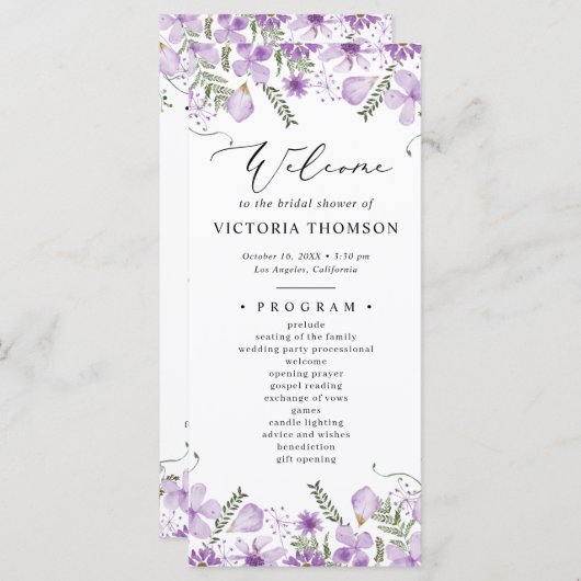 Programm für Lila Blumenkohl-Brautparty (Vorne/Hinten)