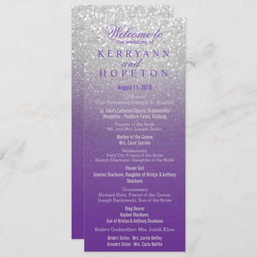 Programm für lila und Silver Glitzer (Vorne/Hinten)