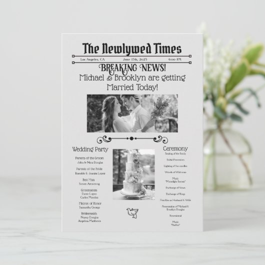 Programm für personalisierte Hochzeitspapiere (Stehend Vorderseite)