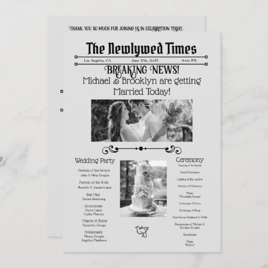 Programm für personalisierte Hochzeitspapiere (Vorne/Hinten)