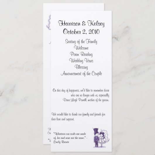 Programm für reine Cursive Wedding (Vorne/Hinten)