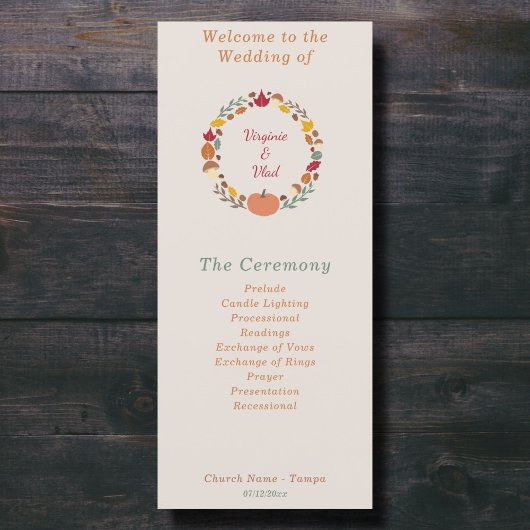 Programm für Rustikal und Hochzeit im Herbst