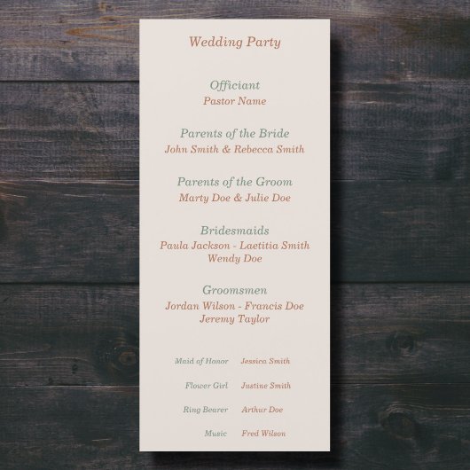 Programm für Rustikal und Hochzeit im Herbst