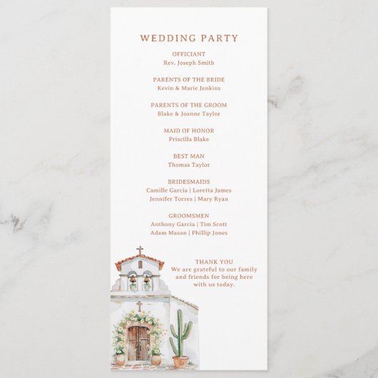 Programm für rustikale Hochzeit in Urlaubsort (Rückseite)