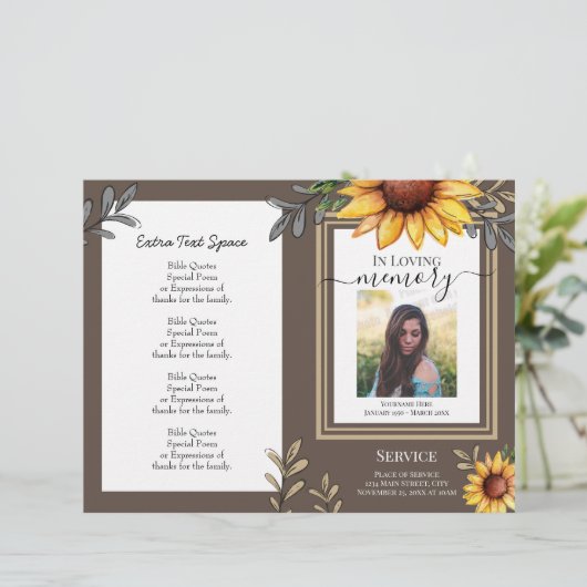 Programm für Sonnenblumen Einfaches Foto (Stehend Vorderseite)