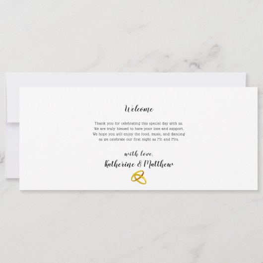 Programm für Veranstaltungen am Hochzeitstag (Rückseite)