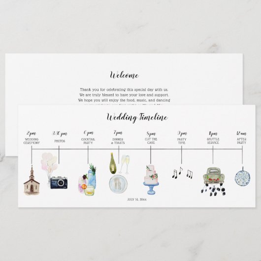 Programm für Veranstaltungen am Hochzeitstag (Vorne/Hinten)