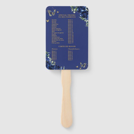 Programm für Veranstaltungen in Quinceañera Royal  Fächer (Rückseite)