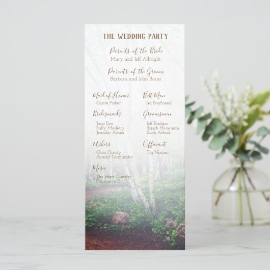 Programm für verzauberte Waldhochzeit (Stehend Vorderseite)