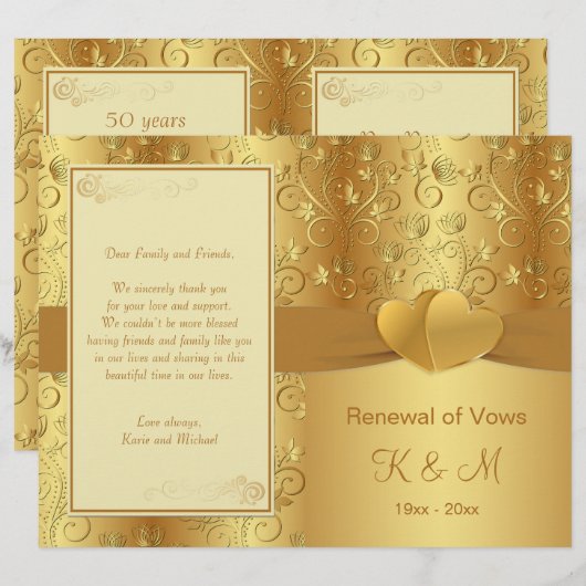 Programm "Golden Floral Hearts Renewal of Vows (Vorne/Hinten)