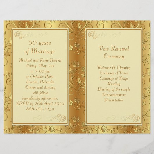 Programm "Golden Floral Hearts Renewal of Vows (Rückseite)