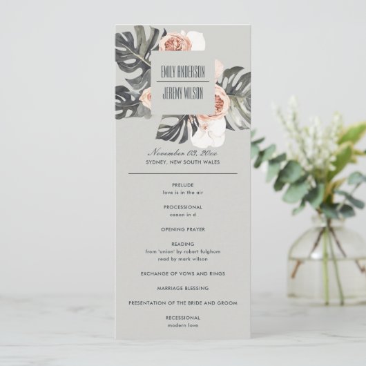 PROGRAMM "GRAY RUST MONSTERA FLORAL WEDDING CEREMO (Stehend Vorderseite)