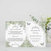 Programm "Green Floral Quinceñera XV" (Stehend Vorderseite)