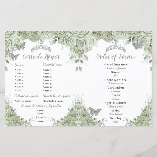 Programm "Green Floral Quinceñera XV" (Rückseite)