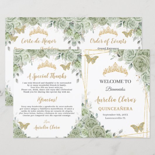Programm "Green Floral Quinceñera XV" (Vorne/Hinten)