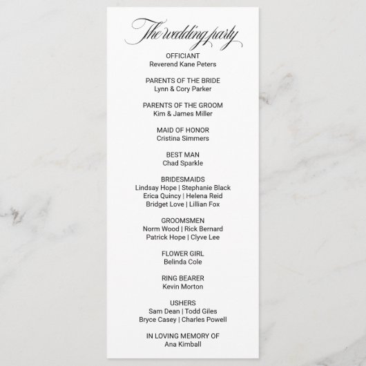 Programm "Grüne Sommer-Hochzeit in Urlaubsort" (Rückseite)