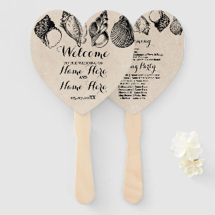 Programm Hand Fan Muscheln Strand Hochzeit Meer Fächer