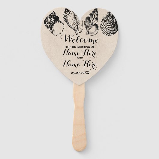 Programm Hand Fan Muscheln Strand Hochzeit Meer Fächer (Vorderseite)