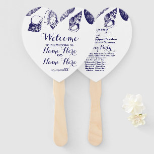 Programm Hand Fan Muscheln Strand Hochzeit Meer Fächer