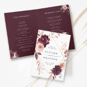 Programm Herbst Romance Burgundy Wedding Folding