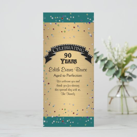 Programm Jewel Confetti Geburtstagsfeier (Stehend Vorderseite)